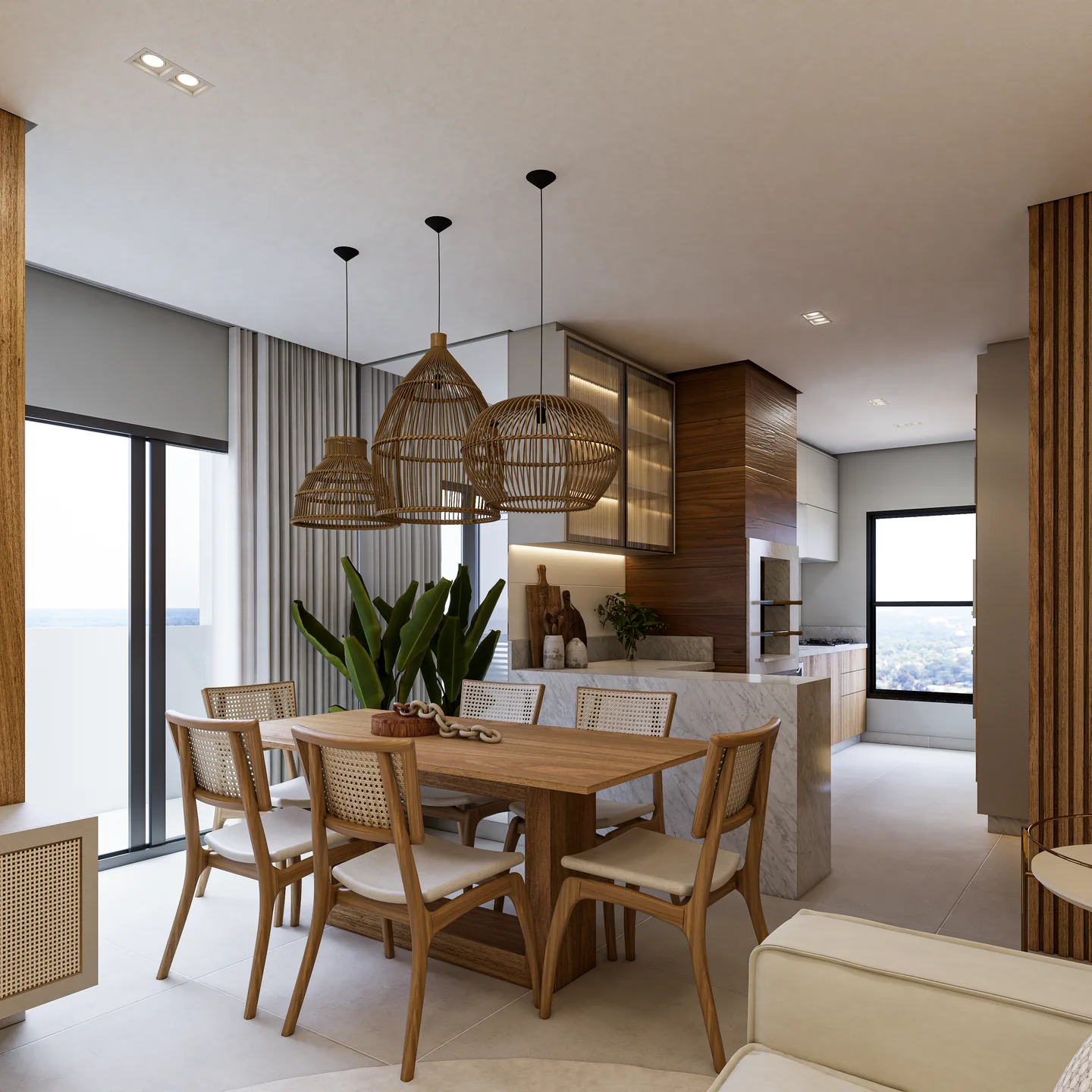 Estar e jantar — Kora Residence